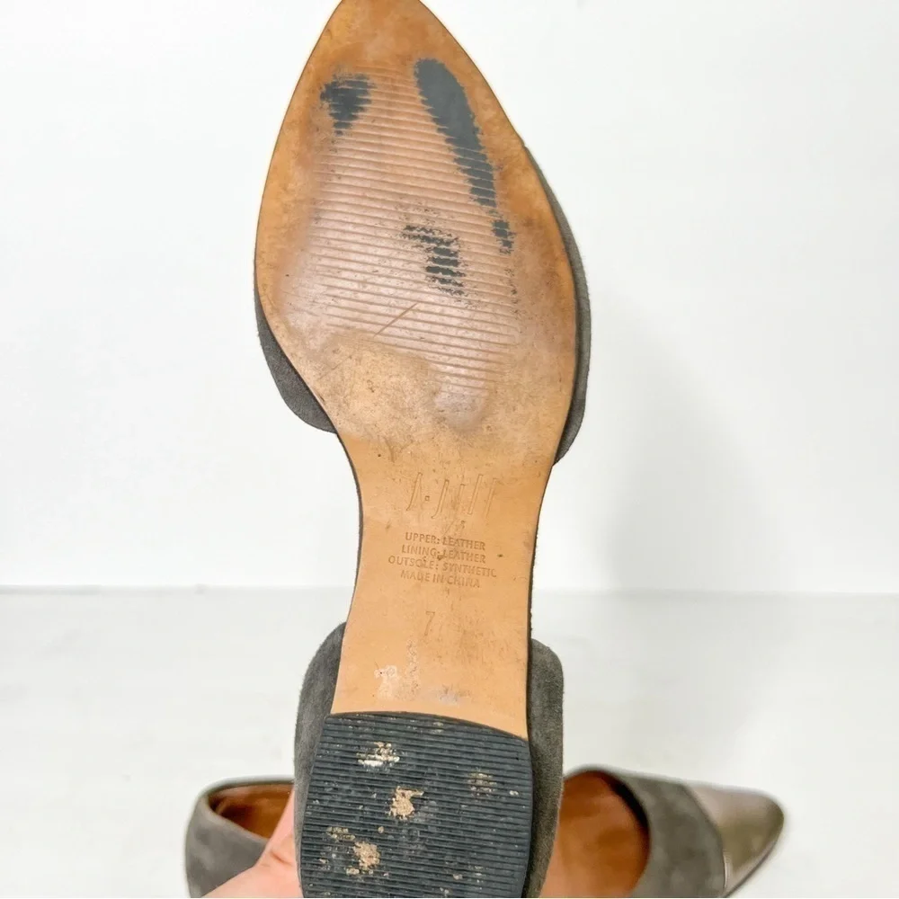 J. Jill Grey Silver Suede Leather Two Tone Pointed Flats Size 7 Women’s